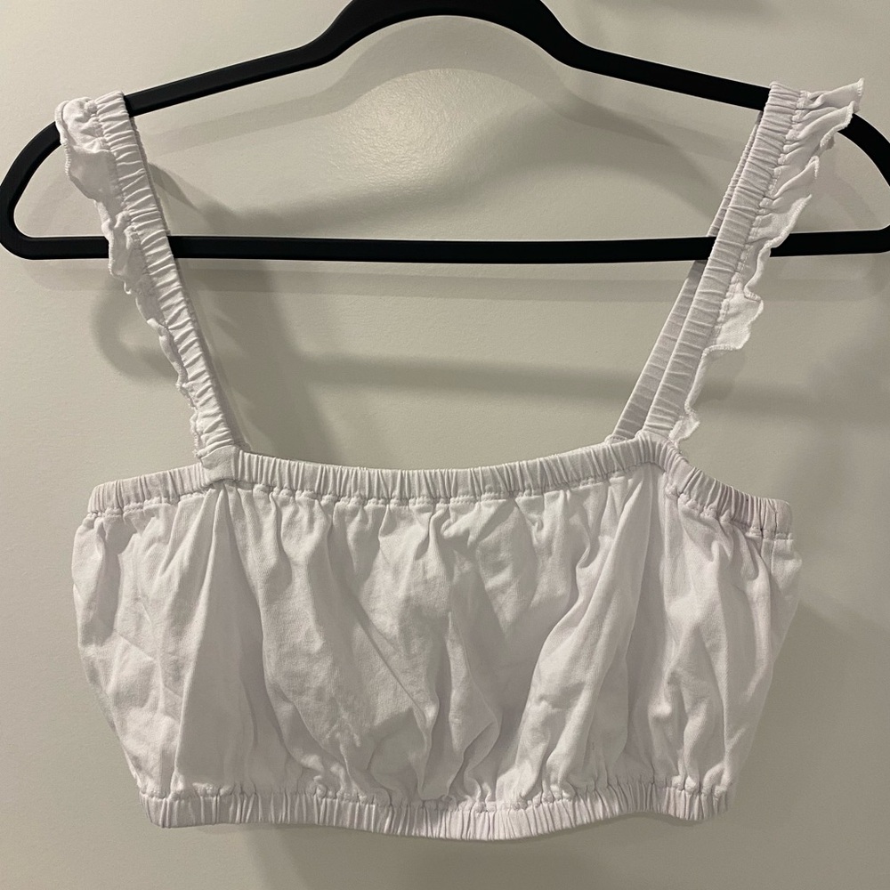 Wilfred White Ruffled Bra Top